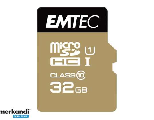 Emtec Speicherkarte microSDHC 32GB UHS1 U1 Gold     Adapter CL 10