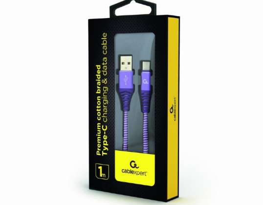 Kabel CableXpert USB Type-C s kovinskimi priključki 1m CC-USB2B-AMCM-1M-PW