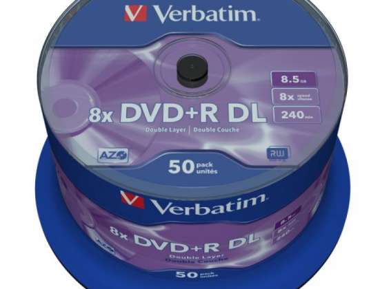 DVD R 8.5GB Verbatim 8x DL Mattsilver SF 50 CB 43758