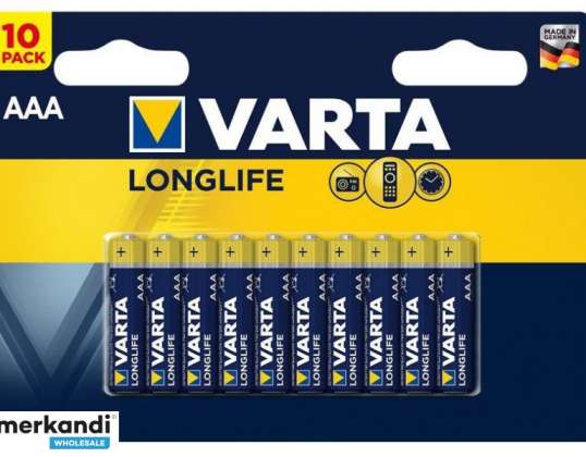 Varta Batteri Alkaline, Micro, AAA, LR03, 1,5V Longlife, Blister (10-pack)