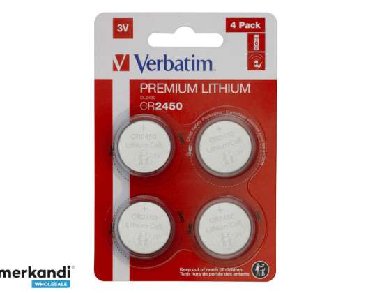 Verbatim lithiumbatteri, knapcelle, CR2450, 3V - blister (4-pak)