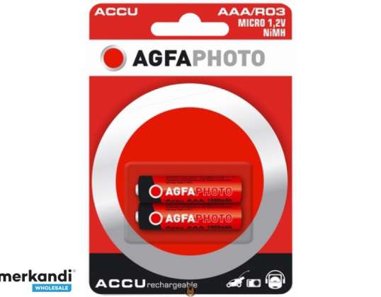 AGFAPHOTO-batteri NiMH, Micro, AAA, HR03, 1.2V / 900mAh, detaljhandel blister (2-pakning)