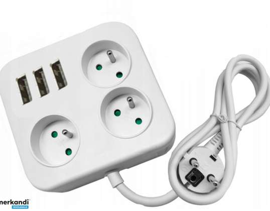 EXTENSION CORD POWER STRIP WITH GROUNDING 3 USB POWER CABLE