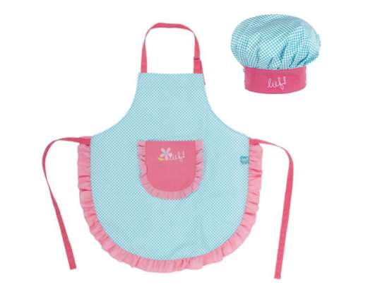Lief! blue and pink kitchen aprons and chef&#039;s hats sets for kids