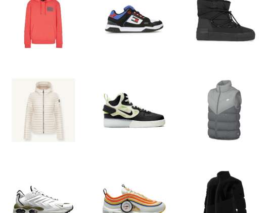 Nike, EA7, Colmar, Puma, New Balance apavu un apģērbu maisījums vīriešiem un sievietēm