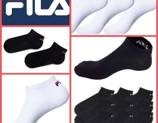 070014 Lot de 3 paires de chaussettes Fila pour adultes. Chaussettes blanches et noires