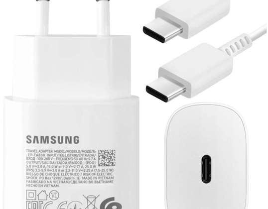 Chargeur mural USB C d’origine Samsung 25W Type C Câble 180cm P