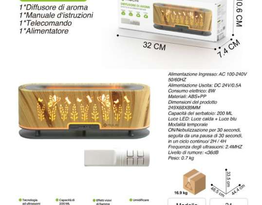 Ultradźwiękowe dyfuzory oleju dyfuzyjnego Kolorowe oświetlenie 100-240V Lampka nocna Dyfuzor zapachowy 200ML z pilotem do sypialni