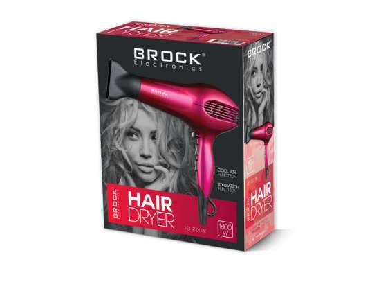 Sèche-cheveux Brock HD 9501 PK avec puissance de 1800 W, ionisation et fonction d’air frais