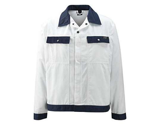 Patvari balta darbinė striukė su kišenėmis: talismanas MacMichael Peru 04509-800-61 nuo S iki 3XL dydžio