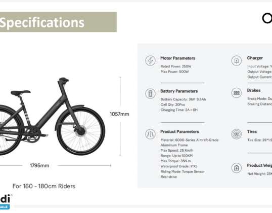 Przedmioty specjalne, OKAI, rower elektryczny / rower elektryczny / EB 60 Zasięg 100 km