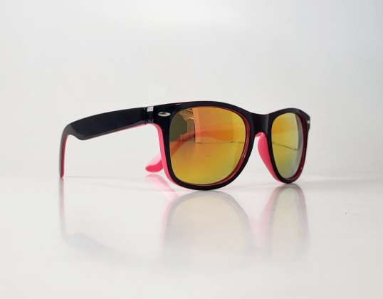 Zwart/roze TopTen wayfarer zonnebril met spiegelglazen SG14029WFR