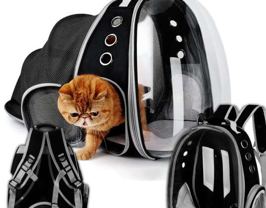 Transporterio kuprinės krepšys šunų katėms sulankstomas skaidrus ventiliuojamas CA-PET5