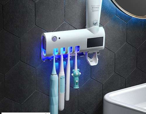 Dispensador de pasta de dientes, soporte para cepillo de dientes, esterilizador UV