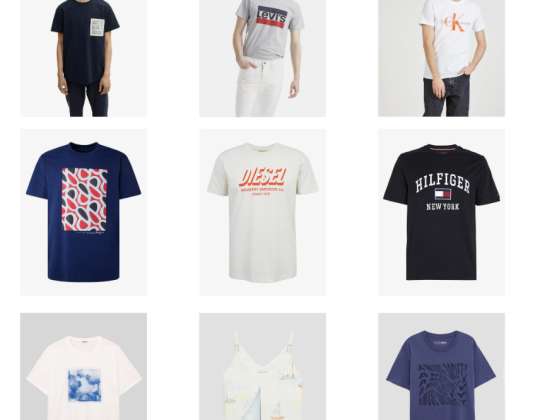 Levi's, Tom Tailor, Tommy, Diesel, Pepe Jeans, Calvin Klein, Puma T-shirt mix för män och kvinnor