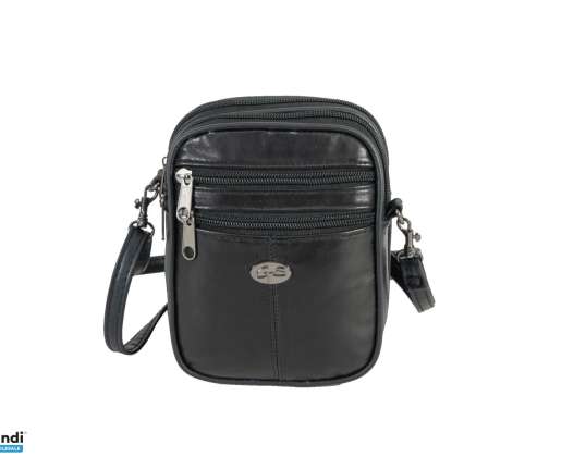 Элегантная сумка через плечо из 100% кожи с регулируемым ремешком, двойными основными и передними карманами