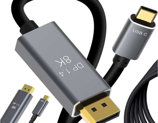 Kabel przewód DisplayPort Display Port USB C typ c C DP 1.4 video audi