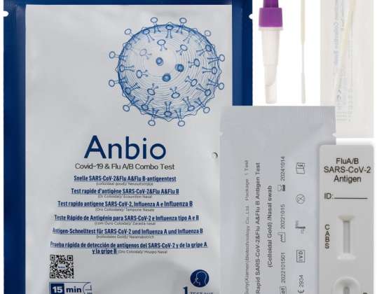 Combo Autoteste Gripe A/B + Covid Anbio (Saco de 1) - Teste Rápido e Eficaz