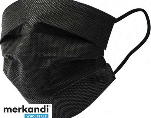Schwarze chirurgische Schutzmaske Typ 2R für medizinische Zwecke - Schachtel mit 50 Masken