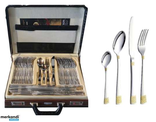 72pcs 18/10 Stainless Steel Cutlery Cutlery Set with Suitcase Set gold