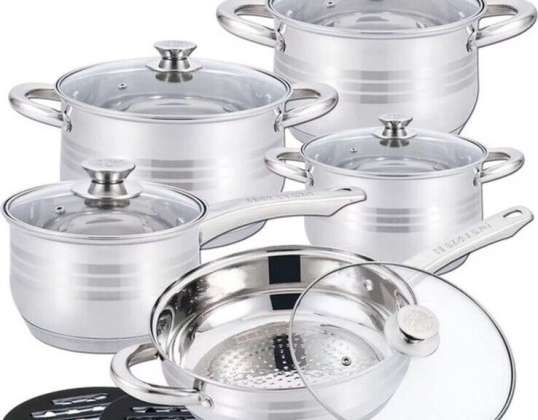 stainless steel pot set 12 pieces for all types of stoves