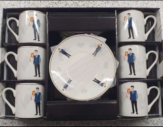 Kaffeetassen Set Türkischer Mokka Tassen 12-teilig mit Untertassen Weiß
