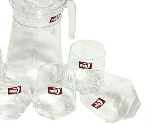 Комплект стъклена вода Delisoga, 5 броя, комплект за вода от стъкло Delisoga, 5 броя,