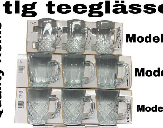 Tea Glasses 6 Set Tea Cups Coffee Glasses Coffee Tea Glasses Drinking Glasses with Handle