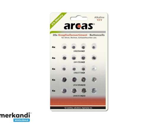 Batterie Arcas Knopfzellen Set AG1 AG13 0  Mercury/Hg  20 Stk
