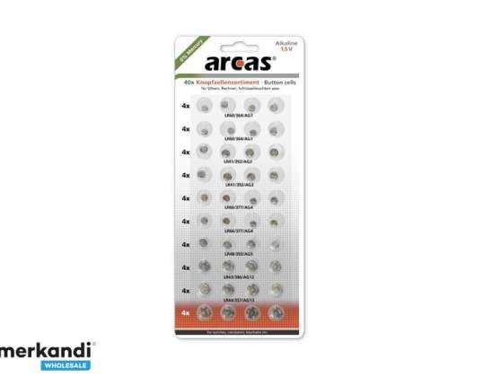 Batéria Sada gombíkových článkov Arcas AG3 AG13 0 Ortuť/Hg 40 ks