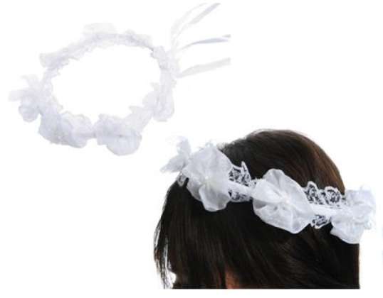 WREATH WREATHS HEADBANDS FOR GIRLS FIRST COMMUNION TIED WHITE LACE