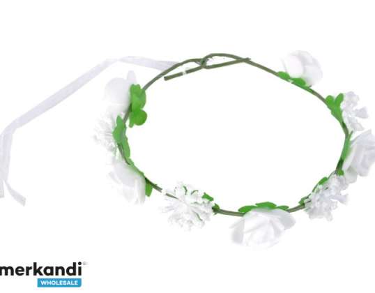 WREATH WREATHS HEADBANDS FOR GIRLS FIRST COMMUNION WHITE GREEN FLOWERS ON A WIRE