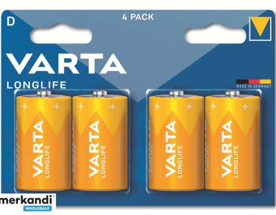 Varta Batterie Alkaline, Mono, D, LR20, 1.5V - Longlife, Блистер (опаковка от 4)