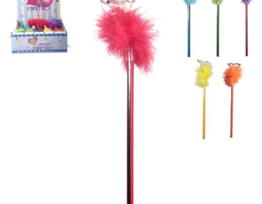 DECORATED PENCILS WITH BUTTERFLY OFFICE SCHOOL LENGTH 23 CM ASSORTED COLORS