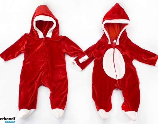 Compre 160 piezas de mono navideño para bebés niños rojo / blanco ropa para niños, textiles al por mayor existencias restantes