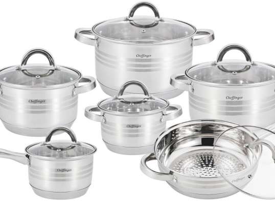 12pcs Stainless Steel Cookware Set Stainless Lid Induction Cooking Pot Pot