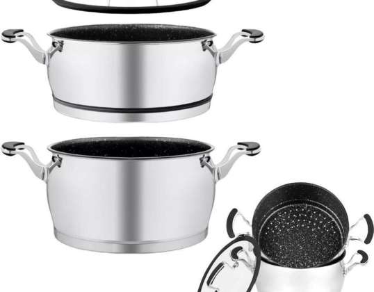 Couscous Pan - 6 Liters - Couscous Maker - Stainless Steel - Marble Coating