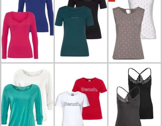020120 Mix of women's T-shirts. Minimum quantity of 36 packs of 2 pieces each