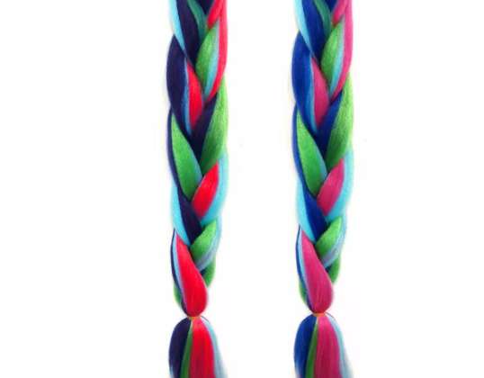 TRESSE : Cheveux synthétiques, tresses colorées, dreadlocks, mèches, 60 CM, RAINBOW XJ4619