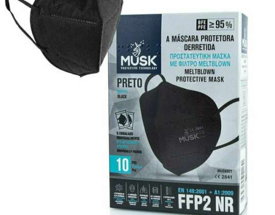 MASQUE FFP2 MUSC NOIR 10PCS