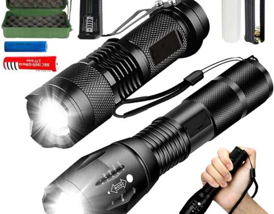 LED FLASHLIGHT POWERFUL MILITARY TACTICAL BATTERY WITH CASE SET