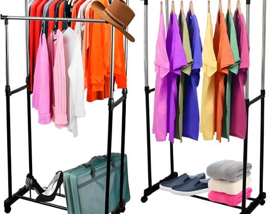 STANDING CLOTHES HANGER DOUBLE ON WHEELS CLOTHES FOR WARDROBE