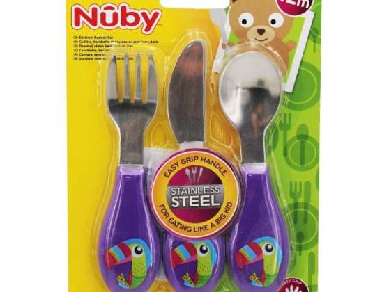 NUBY STAINLESS STEEL CUTLERY 3PCS