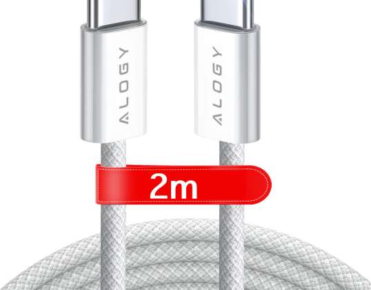 Кабель USB C Type C Сильный Быстрый PD 2M для iPhone 15 Alogy Нейлоновый кабель