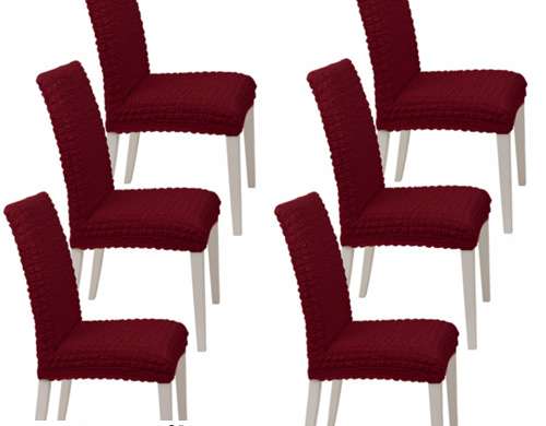 6 dalių komplektas Elastiniai kėdžių užvalkalai su atlošu be raukinių 6 atspalviai