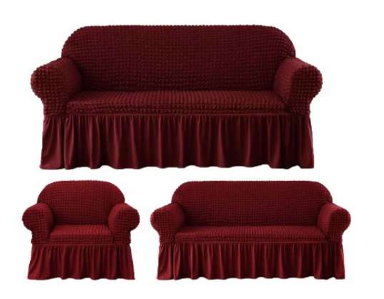 Fırfırlı kauçuk kanepe kılıfları seti (üç kişilik iki kişilik koltuk)