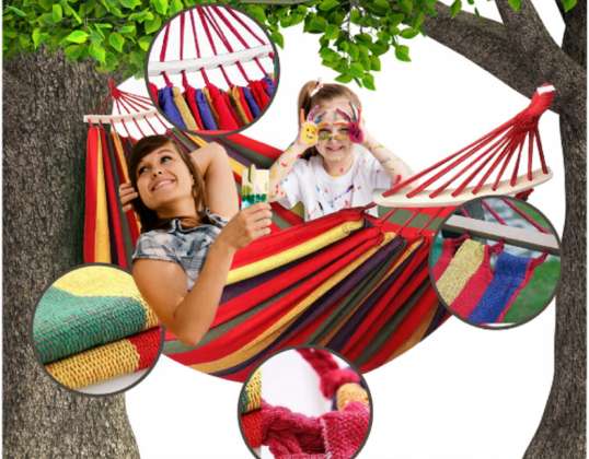 GARDEN HAMMOCK 2 PERSON WITH GARDEN POLE FOR TWO PEOPLE STRONG 265X150