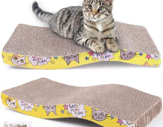 Kaķu skrāpētājs HORIZONTĀLAIS KARTONS Big Wave rotaļu gulta + kaķene