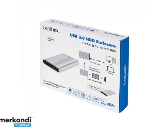 LogiLink cietā diska korpuss 2 5 SATA USB 3.0 Alu sudraba UA0106A