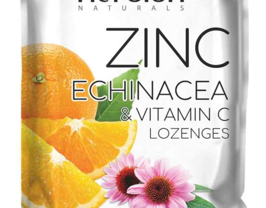 Herbion Naturals zink, echinacea &amp; C-vitamin pastiller med naturlig appelsinsmag - 25 CT – kosttilskud – understøtter immunsystemet – fremmer over
